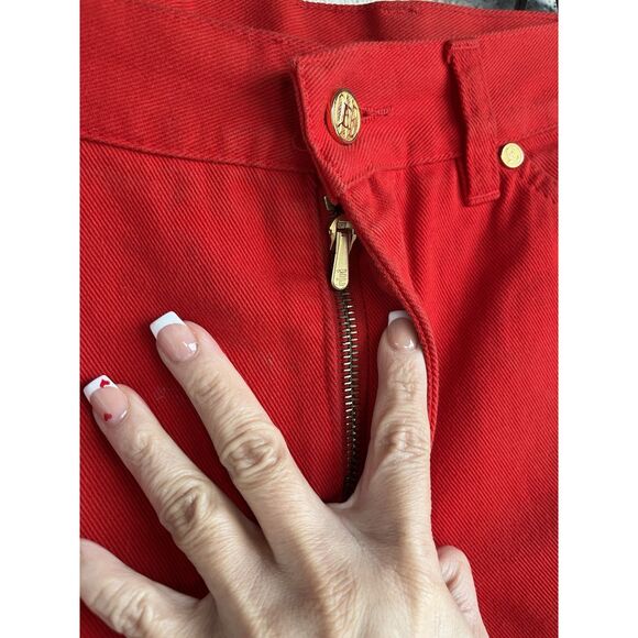 Vintage Escada Straight Leg, High Waisted Jeans - Size 38/ US 8 - Red - Picture 5 of 11